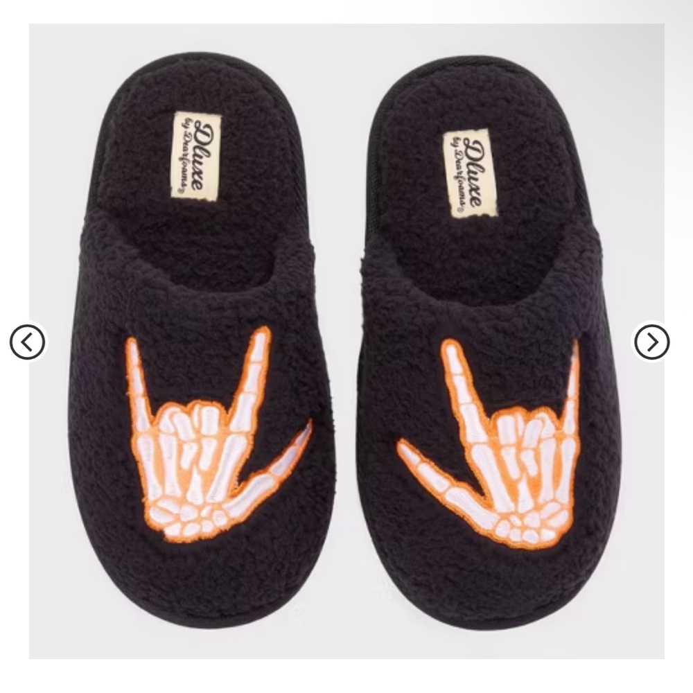 Dluxe by DEARFOAMS Sherpa Cozy Slippers Skuff Skeleton Toddler 11/12 NWT